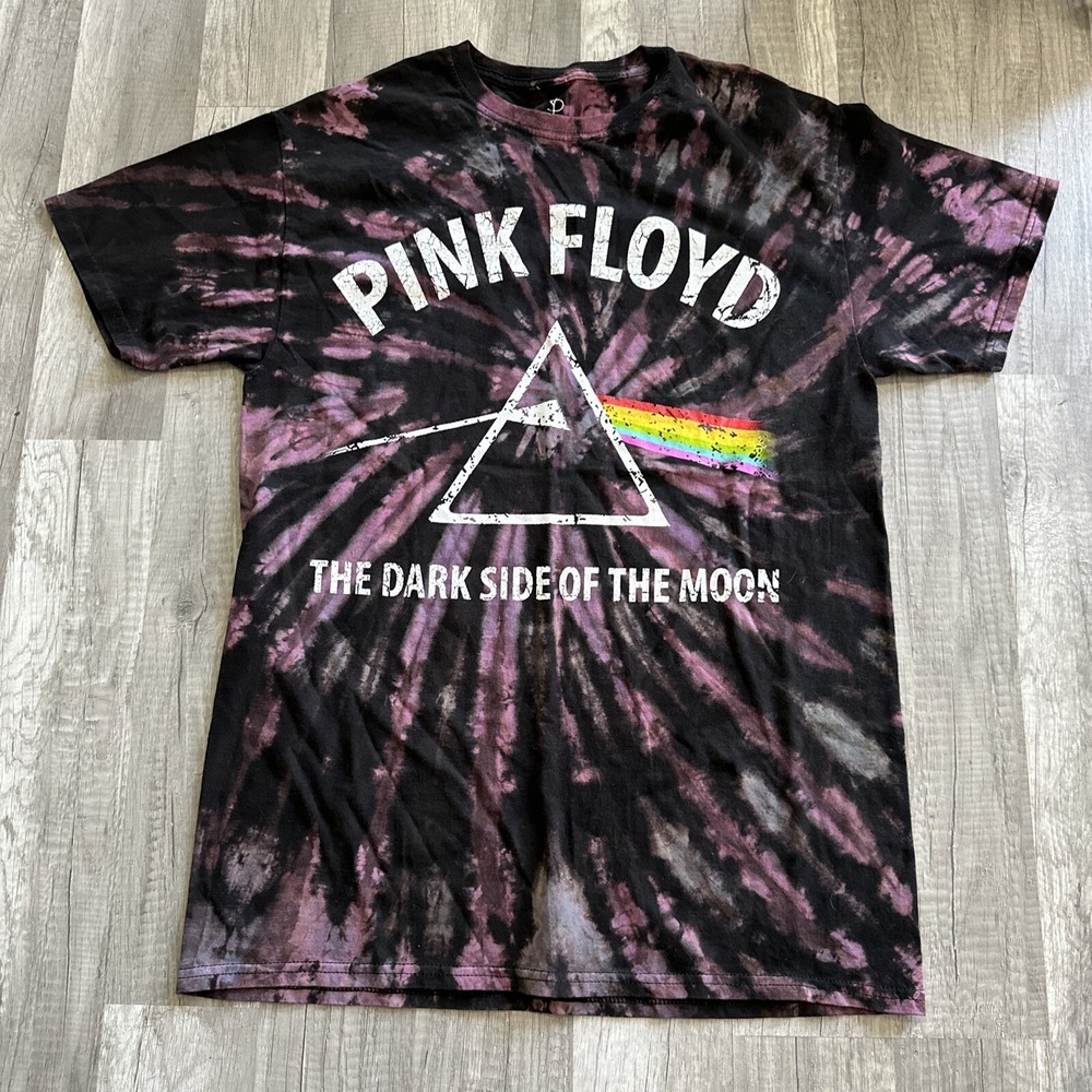 Pink‎ Floyd Dark Side Of The Moon Grey Black Tie-Dye Shirt Medium
